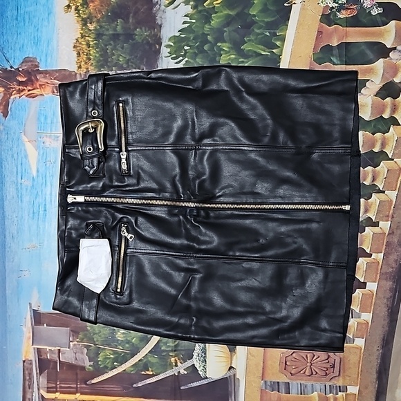 Express Zipper Faux Leather Skirt Size 2 NWT - Picture 1 of 4